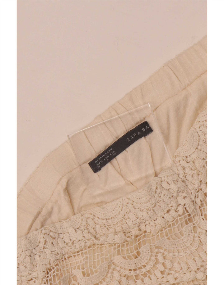 Zara Hæklede Hot Pants til kvinder Small W26 Off White