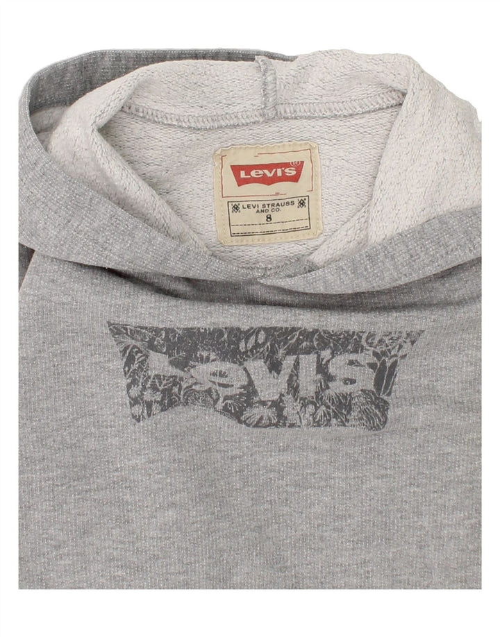LEVI'S Girls Graphic Hoodie Jumper 7-8 Years Grey Vintage Levi's and Second-Hand Levi's from Messina Hembry 