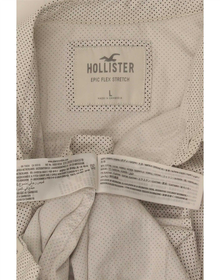 Hollister herreskjorte stor hvid plettet bomuld
