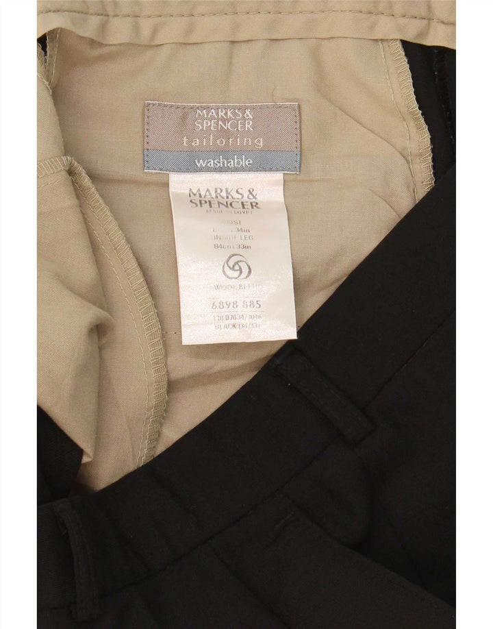 Marks & Spencer Herre Pegged Suit Bukser W34 L33 Sort Polyester