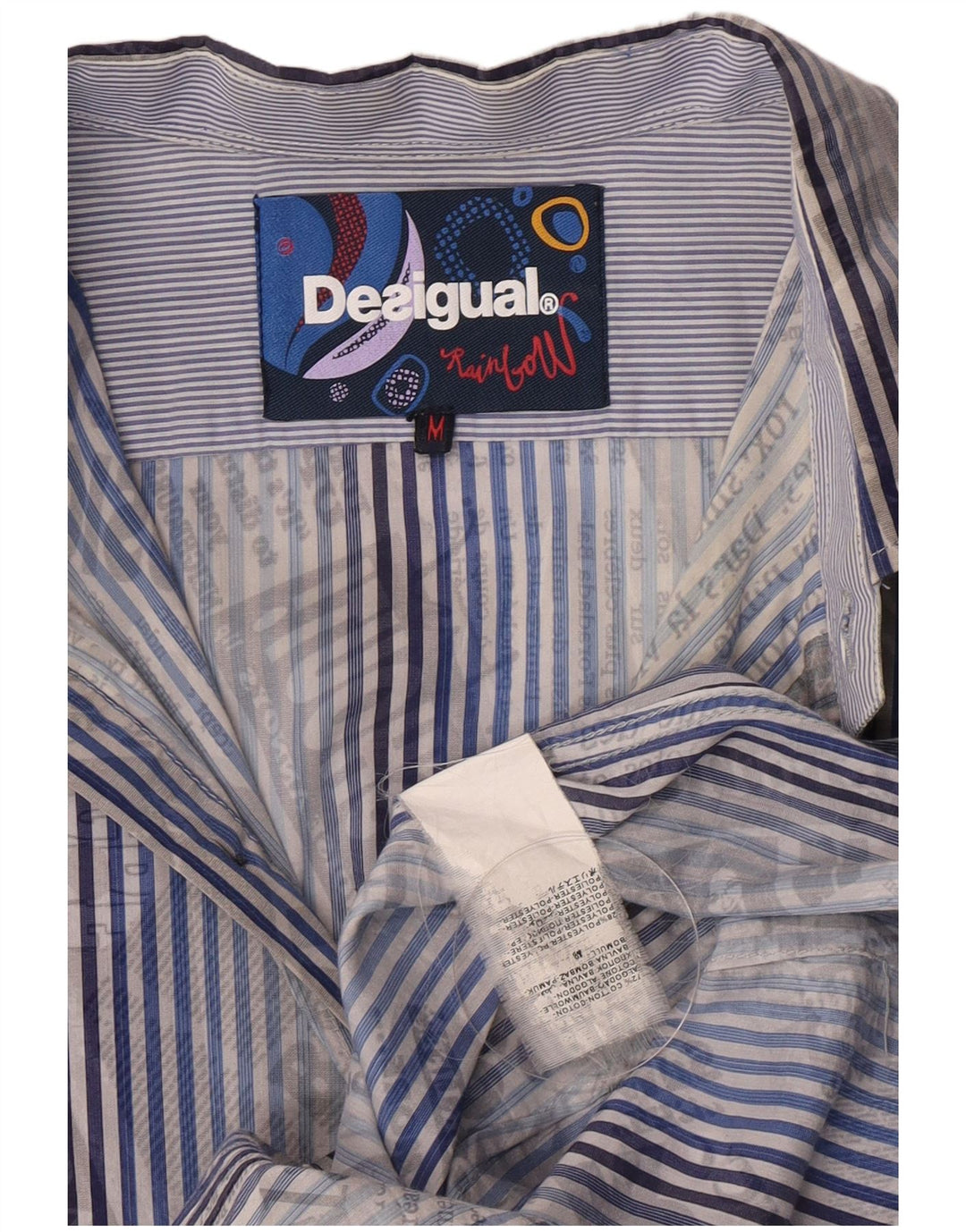Desigual Herre grafisk skjorte Medium blå stribet bomuld