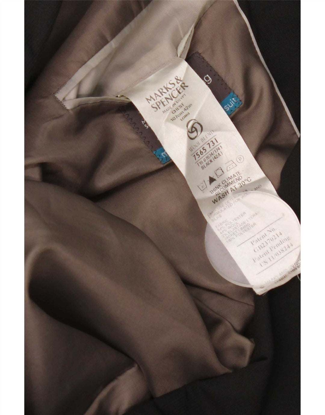 Marks & Spencer Herre 3-knaps blazerjakke UK 42 Stor sort polyester