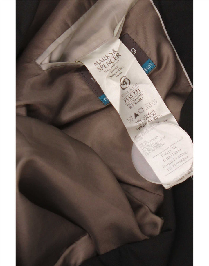 Marks & Spencer Herre 3-knaps blazerjakke UK 42 Stor sort polyester