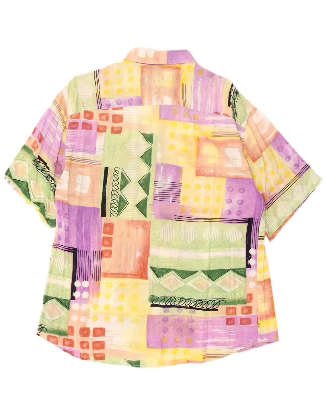 VINTAGE Kortærmet Herreskjorte Medium Flerfarvet Patchwork