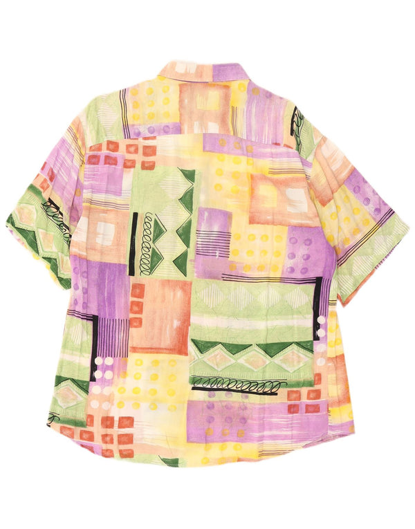 VINTAGE Kortærmet Herreskjorte Medium Flerfarvet Patchwork