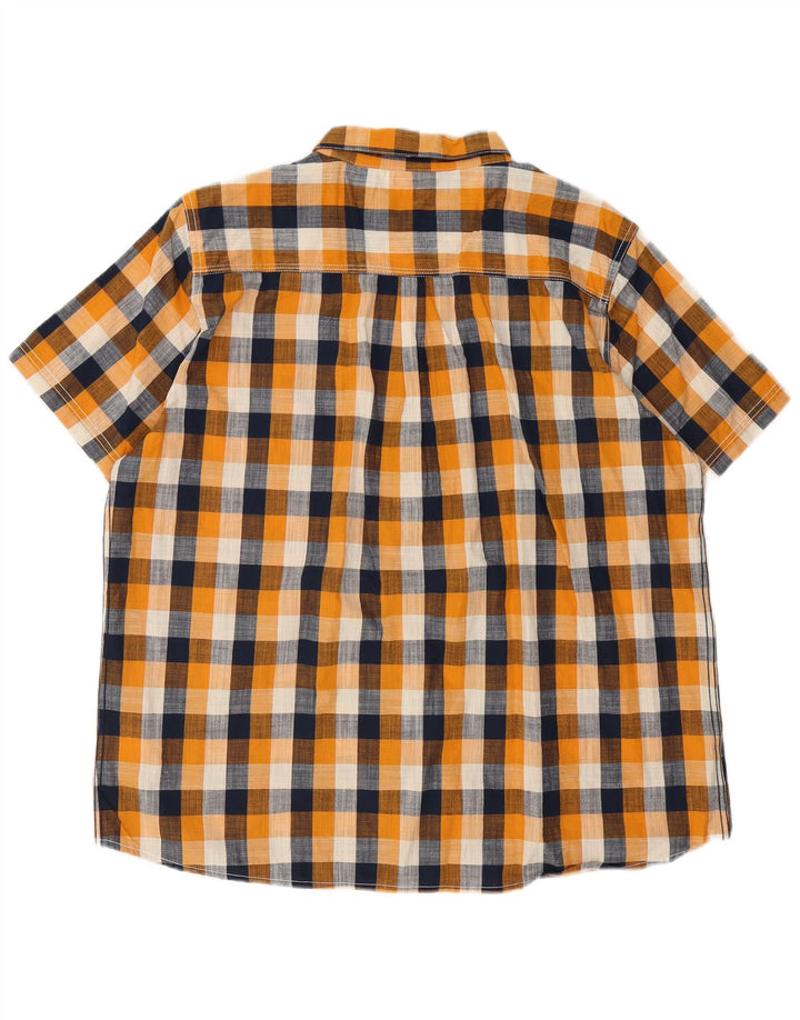 Weird Fish Kortærmet Herreskjorte 2XL Orange Gingham Bomuld