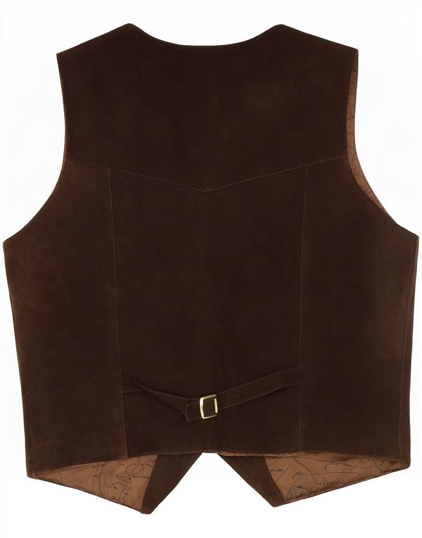 Vintage Mens Suede Waistcoat Small Brown