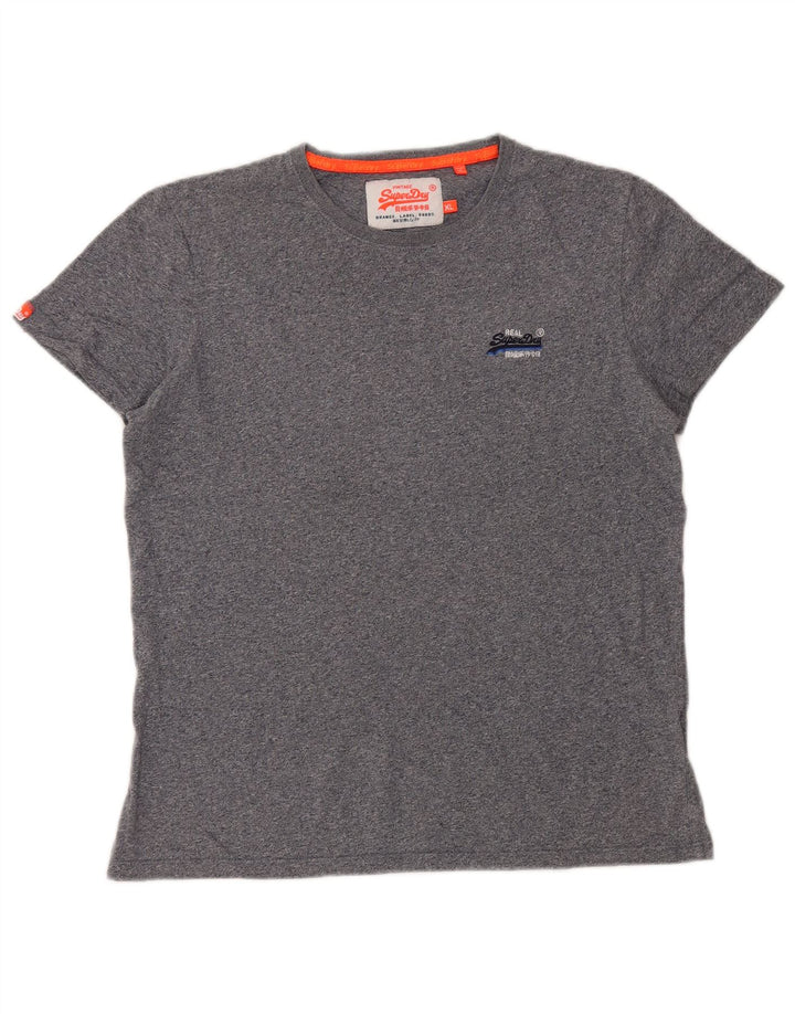 SUPERDRY Herre T-Shirt Top XL Blå Flecked Bomuld