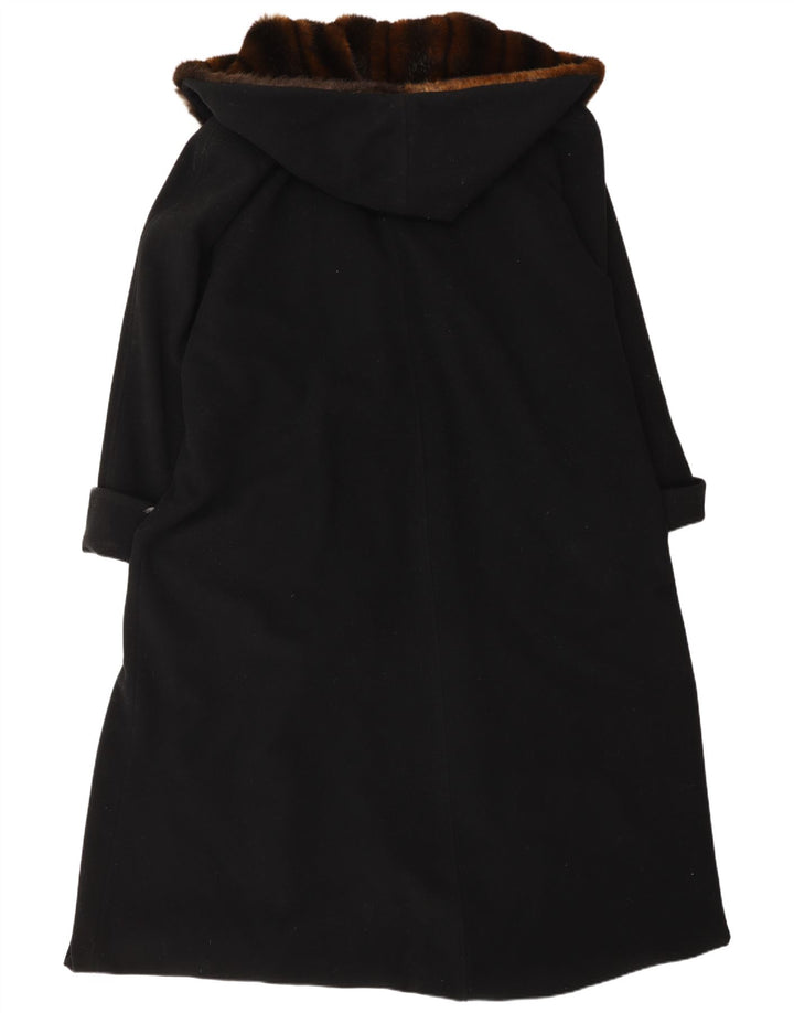 Michele Boyard Dame Hætte Oversized Overfrakke UK 12 Medium Sort Uld