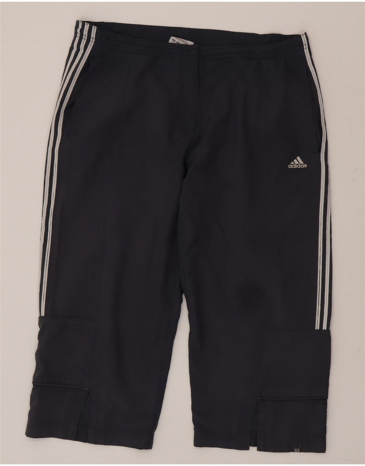 Adidas Dame Lige Capri Bukser UK 16 Large Navy Blue Polyester