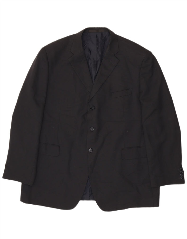 Marks & Spencer Herre 3 Button Blazer Jacket UK 48 2XL Navy Blue Polyester