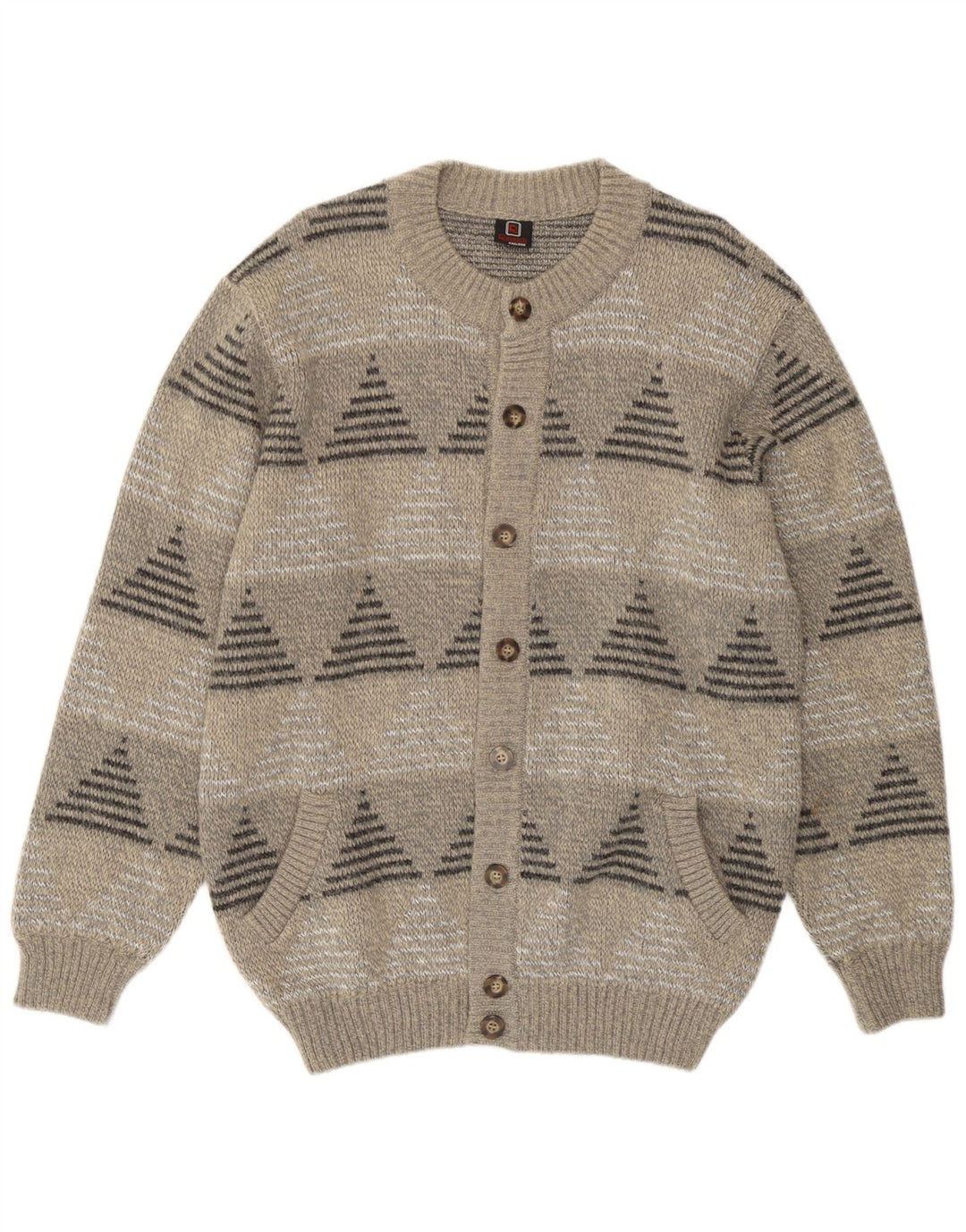 Rinaldi Herre Cardigan Sweater Stor Grå Geometrisk Uld