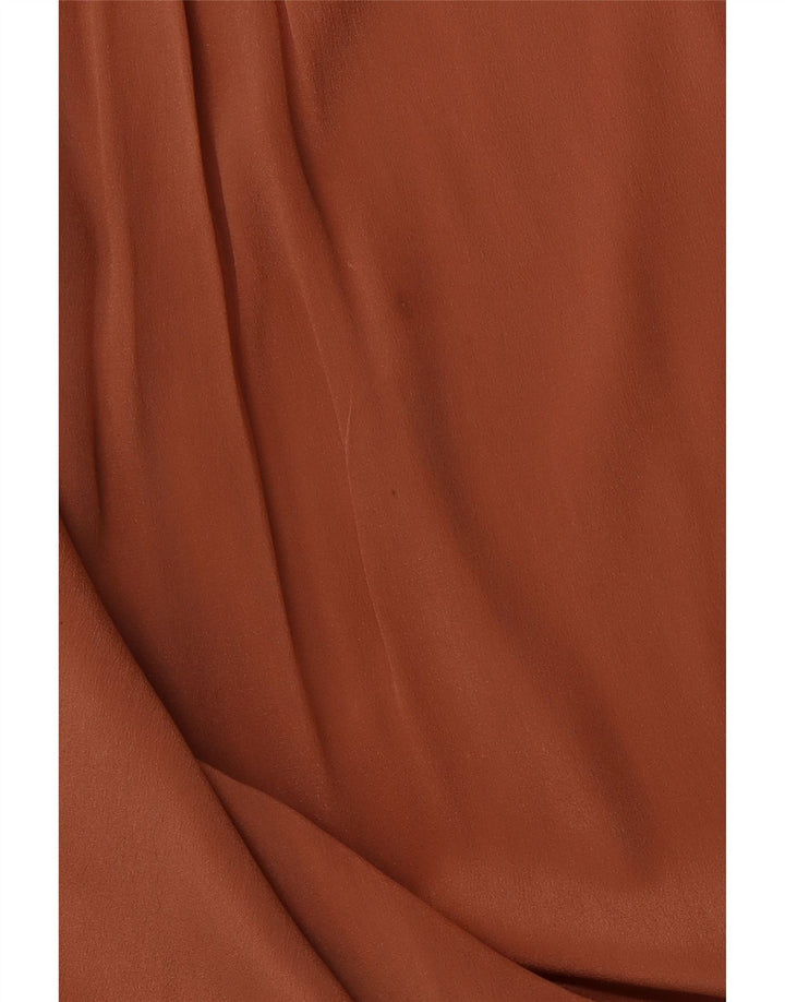 VINTAGE Dame Loose Fit Langærmet Skjorte Bluse IT 46 Stor Brun