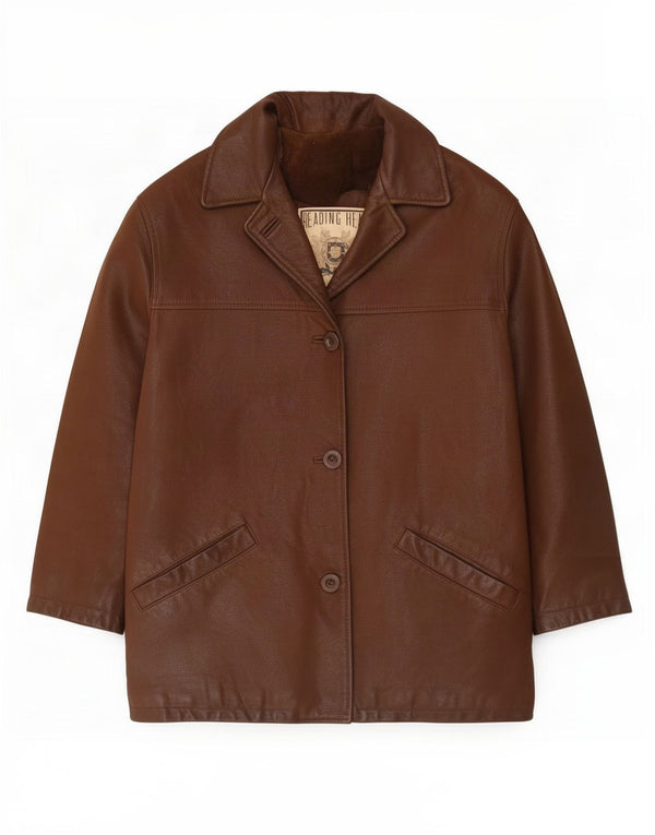 Vintage læderfrakke til kvinder UK 14 Medium Brun