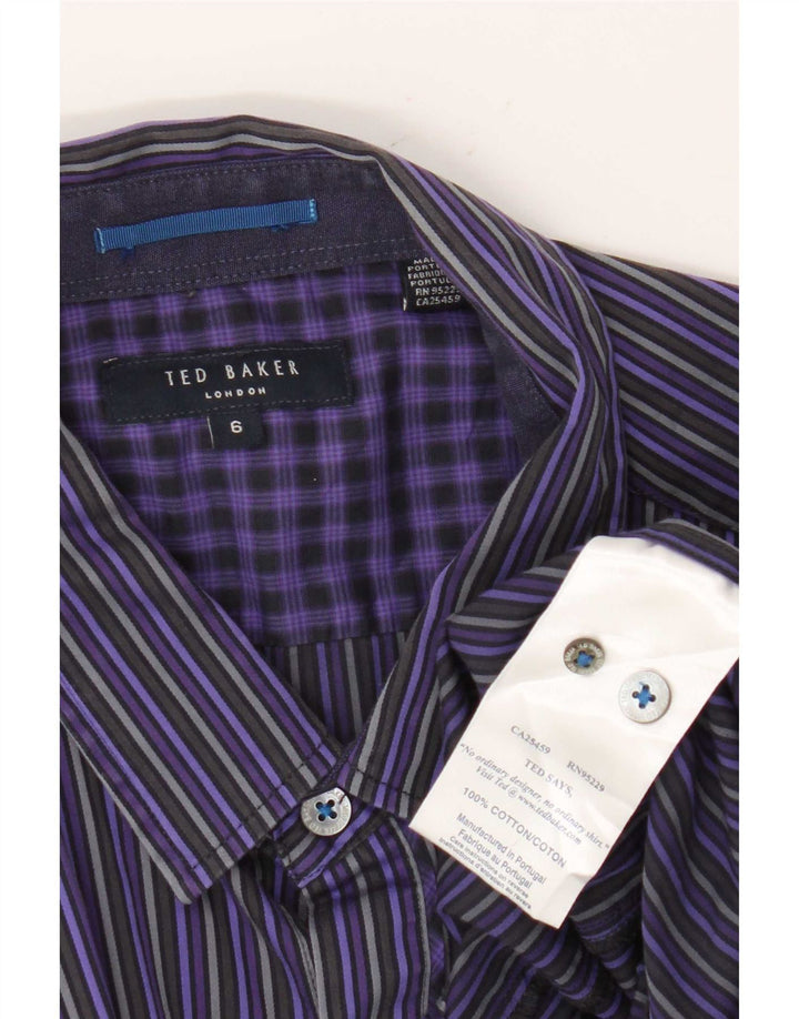 Ted Baker Herreskjorte str. 6 2XL Lilla stribet bomuld