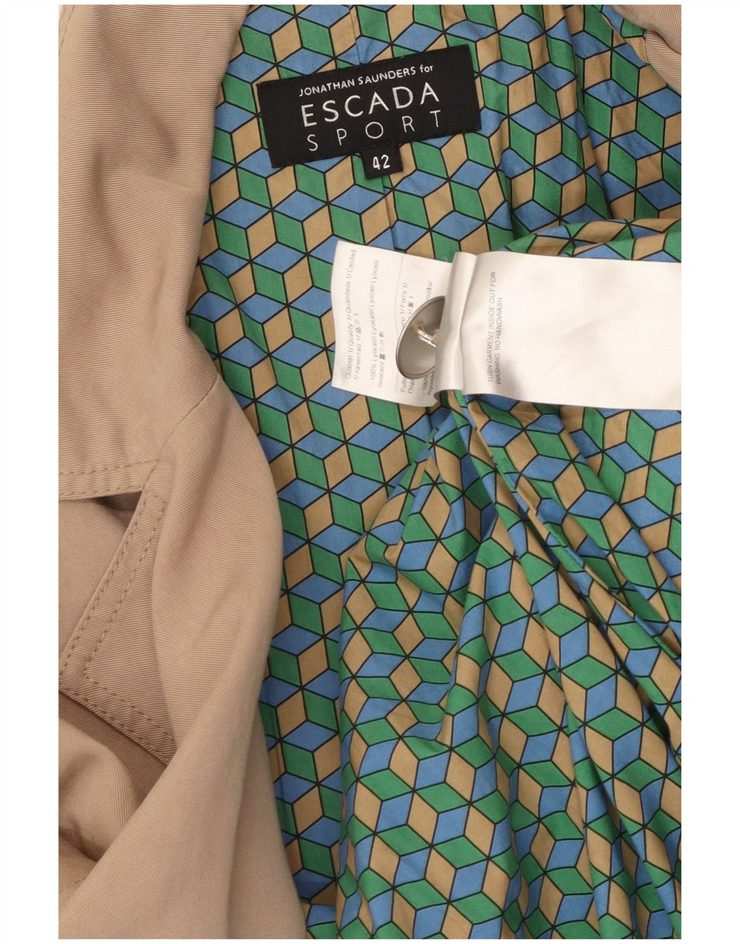 ESCADA Trench Coat til kvinder EU 42 Large Beige Lyocell