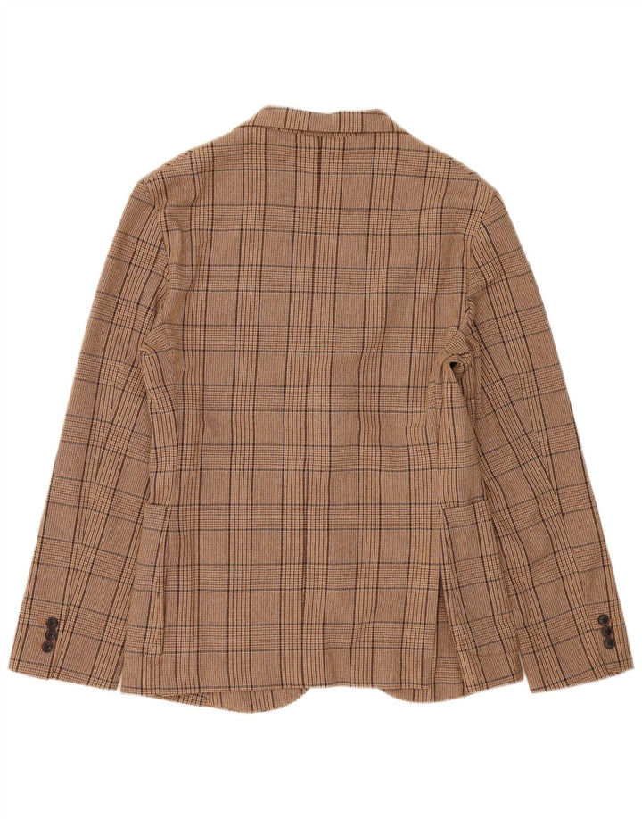Zara Herre 2-knaps blazerjakke UK 38 Medium brun ternet bomuld