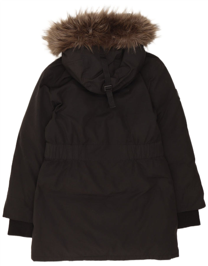 Superdry Womens Oversized hættepolstret frakke UK 10 Lille sort polyester