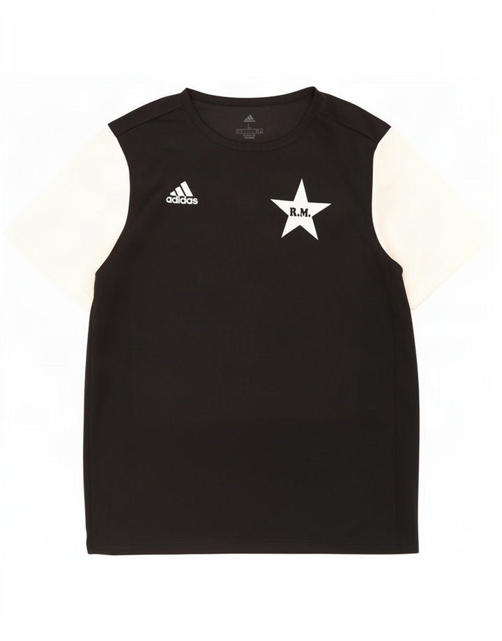Adidas Herre Climalite Grafisk T-Shirt Top Stor Sort Colourblock Polyester