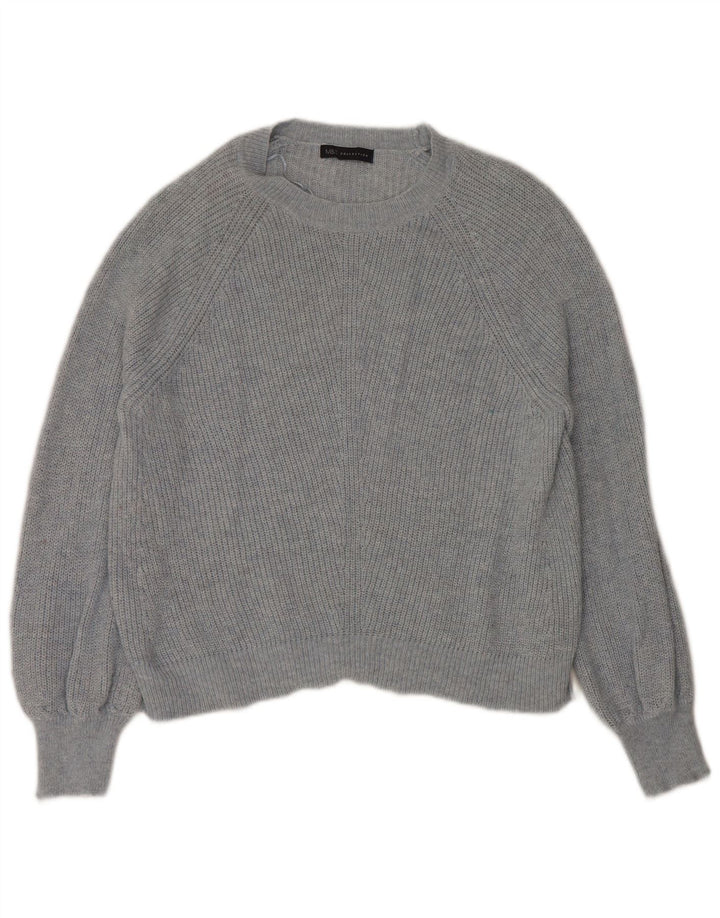 Marks & Spencer Dame Boat Neck Jumper Sweater UK 16 Large Blue Polyamide