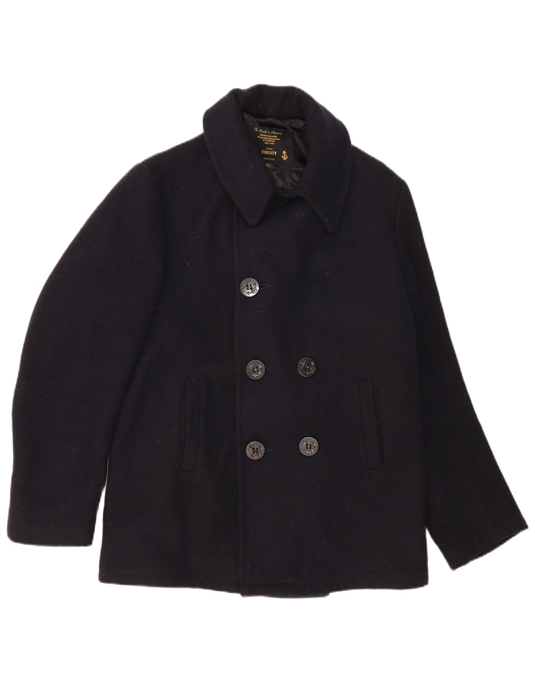Fidelity Herre Gerald & Stewart Pea Coat UK 42 XL Marineblå Uld