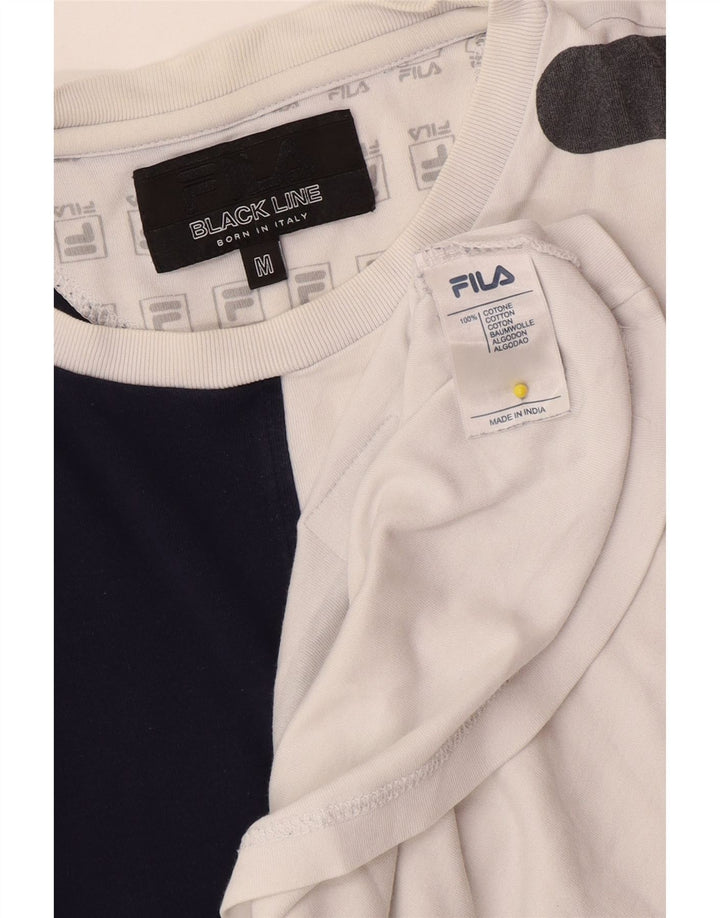 Fila Herre grafisk T-shirt Top Medium White Colourblock Bomuld