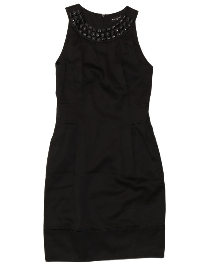 Massimo Dutti Dame Ærmeløs Skede Kjole EU 38 Small Black Bomuld