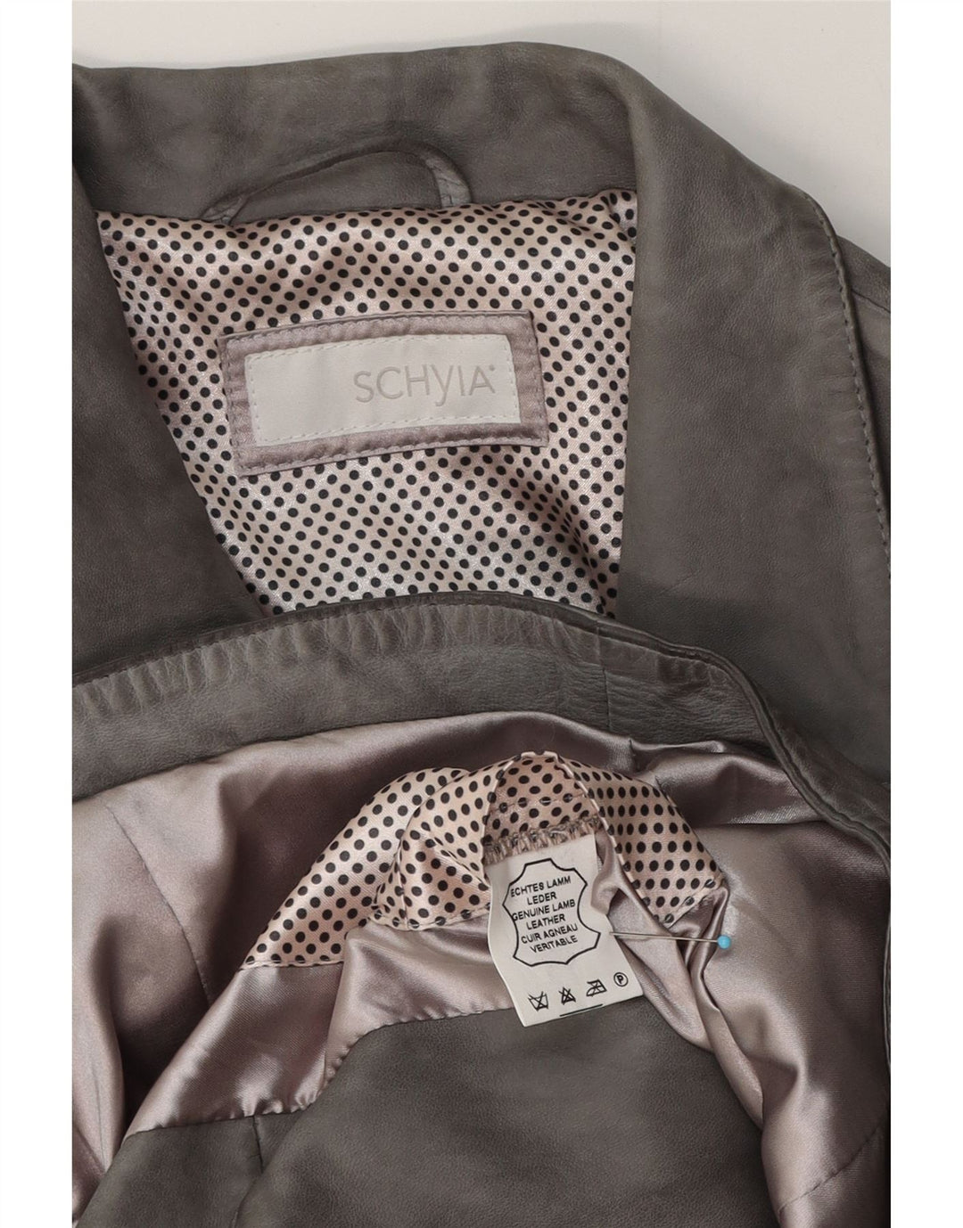 Vintage dame bikerjakke i læder UK 12 mellemgrå læder