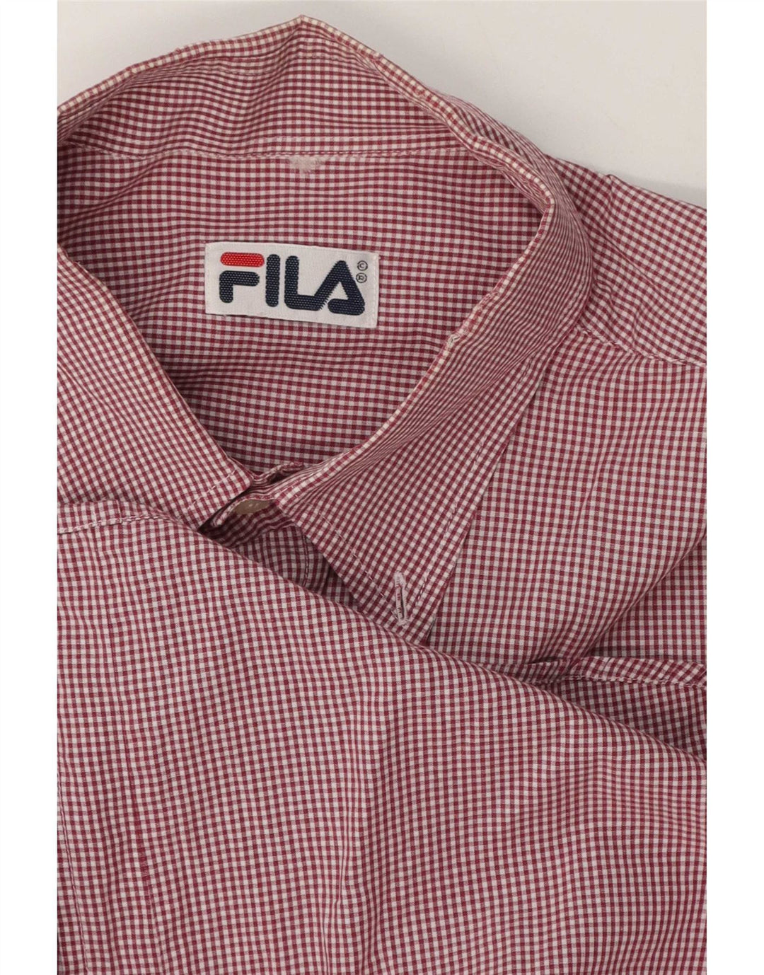 Fila Kortærmet Herreskjorte Stor Rød Gingham Bomuld