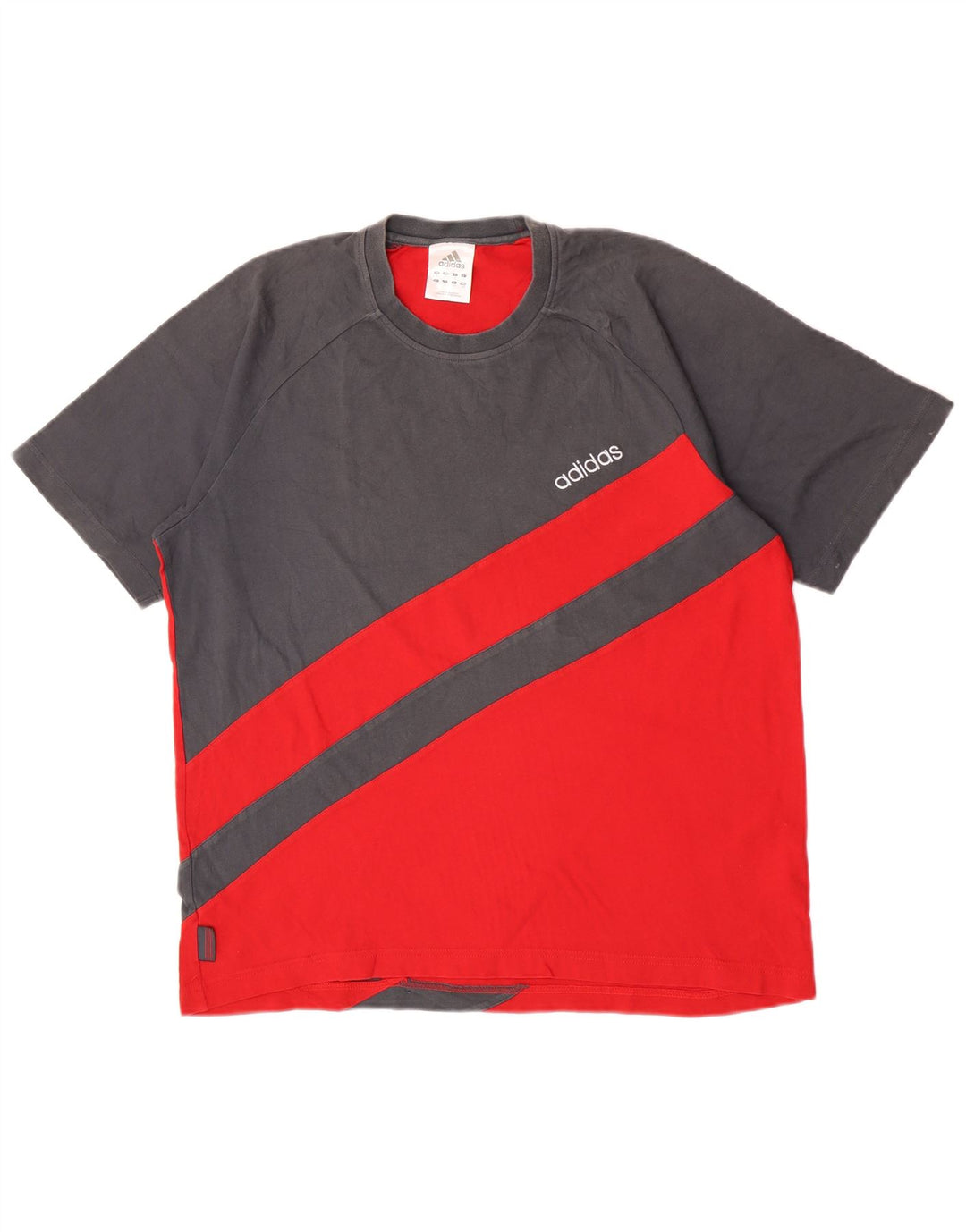 Adidas Herre T-Shirt Top Stor Grå Colourblock Bomuld