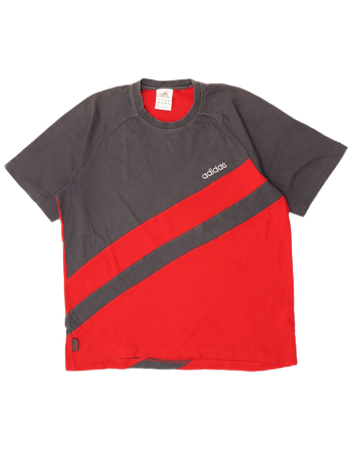 Adidas Herre T-Shirt Top Stor Grå Colourblock Bomuld