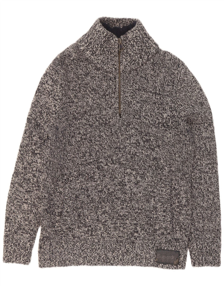 Superdry Sweater med lynlås til mænd 2XL Grå Flecked Acryl