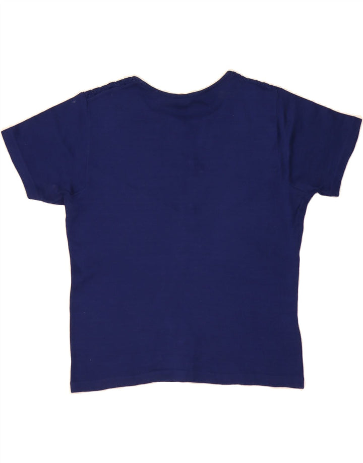 VINTAGE Womens T-Shirt Top UK 14 Medium Navy Blue Cotton Vintage Vintage and Second-Hand Vintage from Messina Hembry 