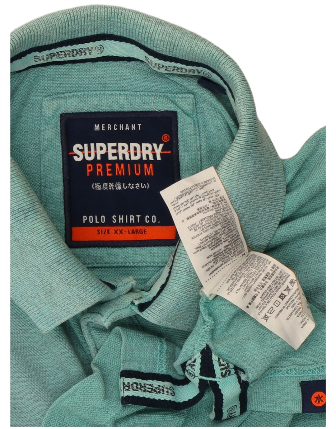 Superdry herre poloshirt 2XL turkis bomuld