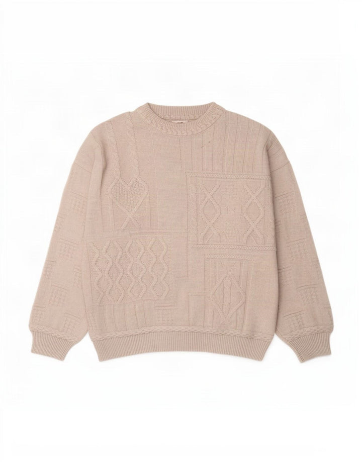 Paco Calvari Herre sweater med rund hals IT 50/52 Medium Hvid Geometrisk