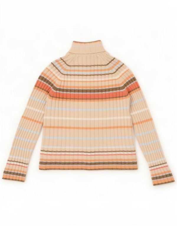 Marks & Spencer dame cardigan sweater med fuld lynlås UK 14 Medium Beige stribet