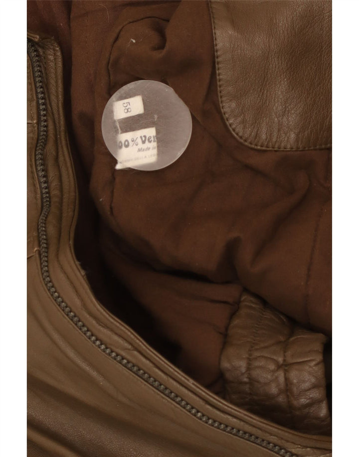 Vintage Herre Læderjakke UK 40 Stor Khaki Læder