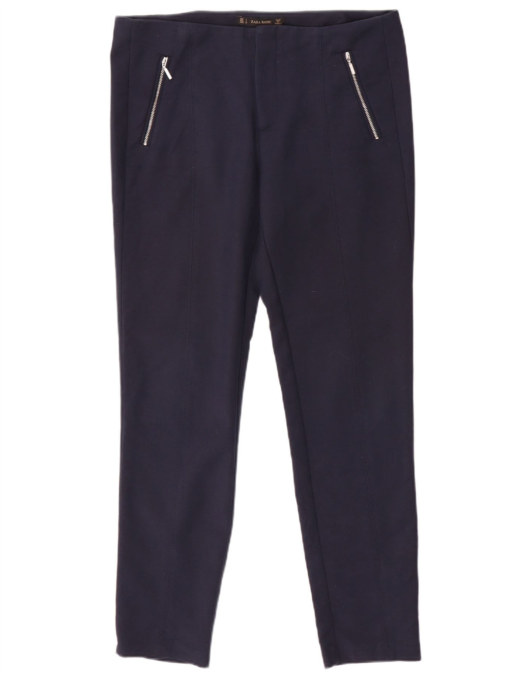 ZARA Dame Slim Casual Bukser Large W32 L29 Navy Blue