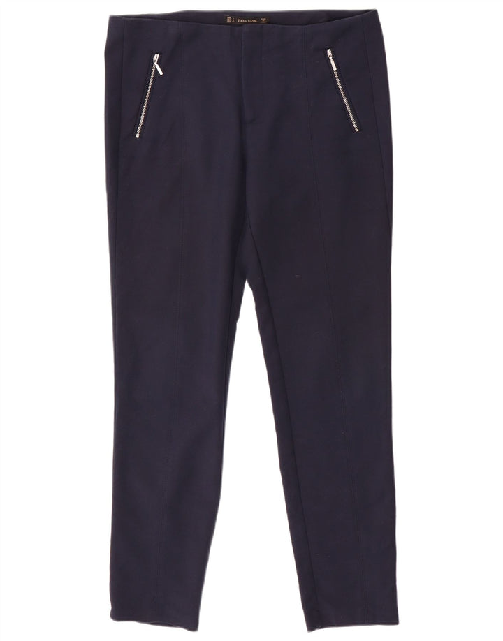 ZARA Dame Slim Casual Bukser Large W32 L29 Navy Blue