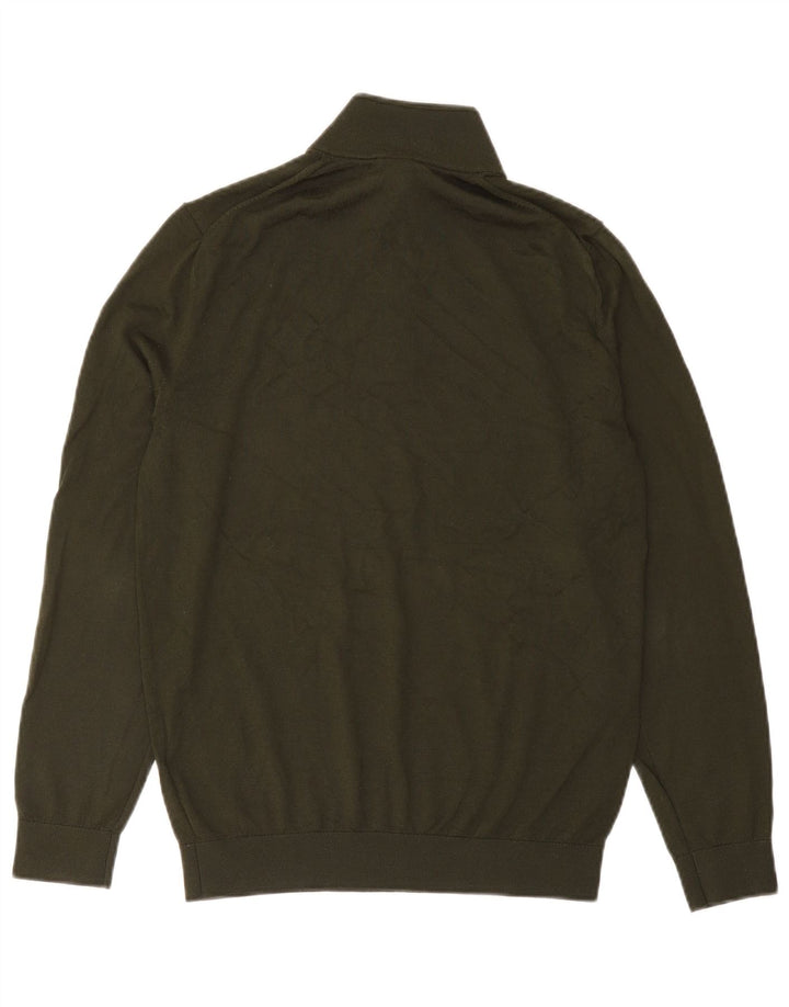Reiss Herre Zip Neck Jumper Sweater Stor Grøn Akryl