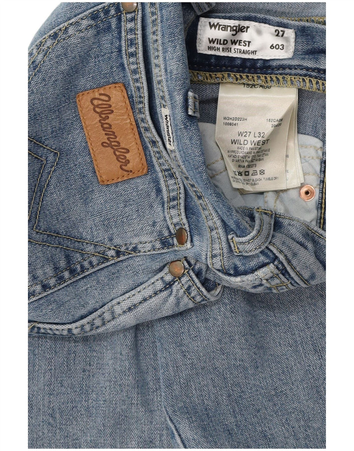 WRANGLER Dame Wild West Højtaljede Straight Jeans W27 L27 Blå Bomuld