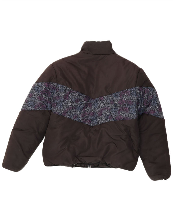 Fila Dame Loose Fit Polstret Jakke UK 14 Medium Sort Paisley Polyester