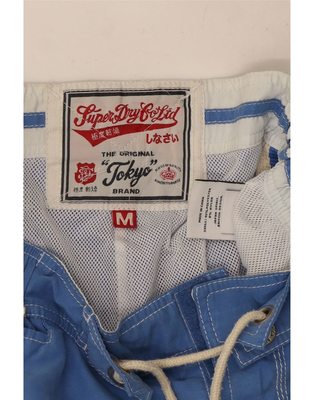 Superdry grafiske badeshorts til mænd mellemblå polyester