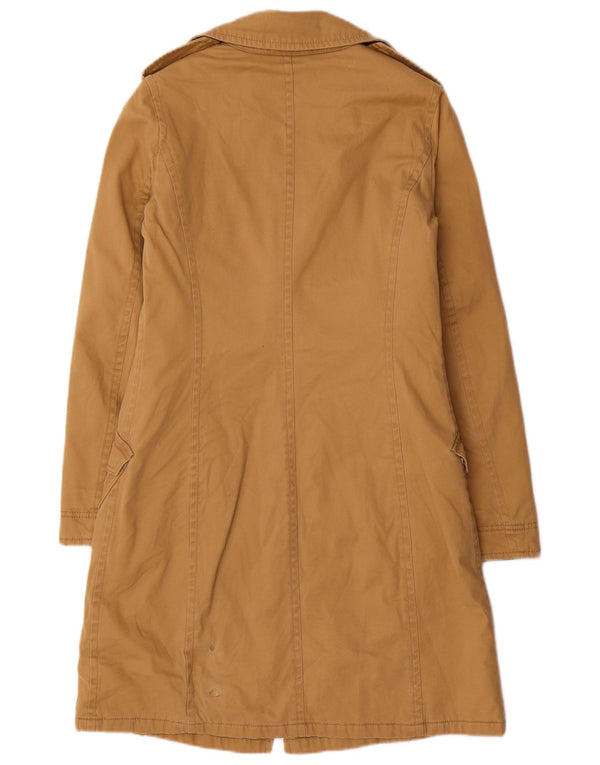 Benetton Womens Trench Coat UK 8 Small Beige Bomuld