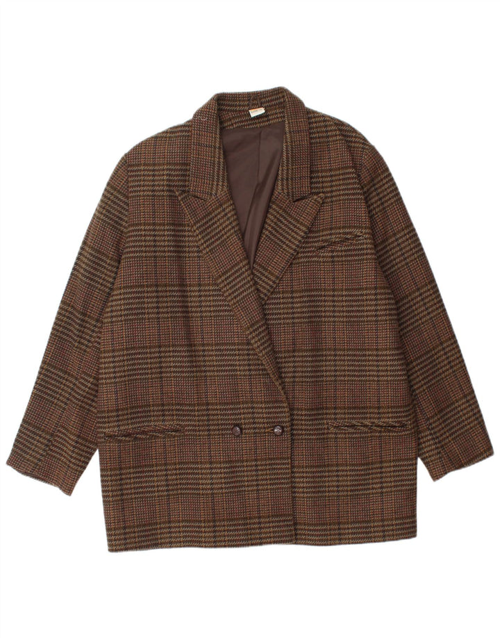ETAM dobbeltradet blazerjakke til kvinder US 16 2XL brun ternet akryl