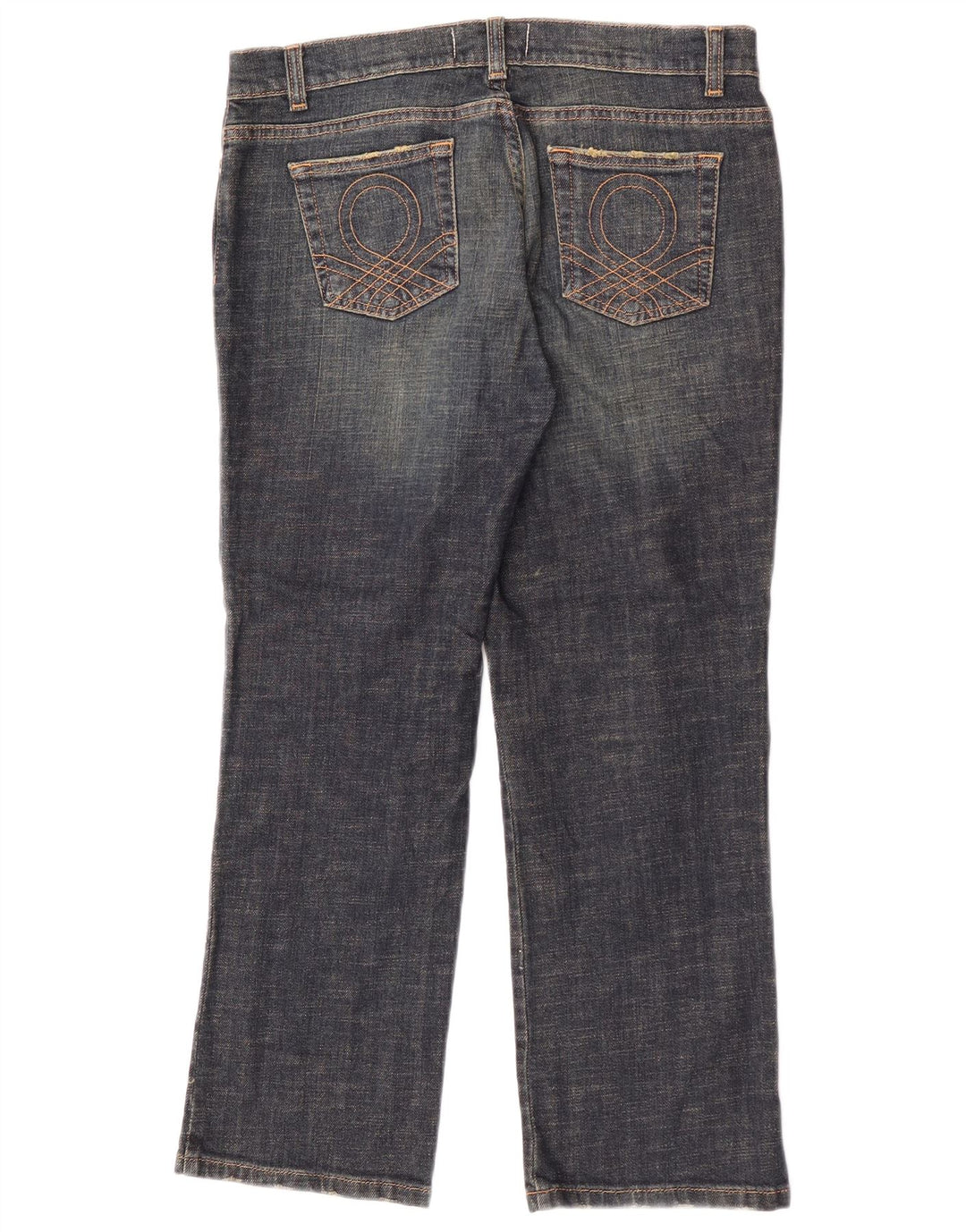 Benetton Dame Cropped Jeans IT 44 Medium W30 L25 Marineblå Bomuld