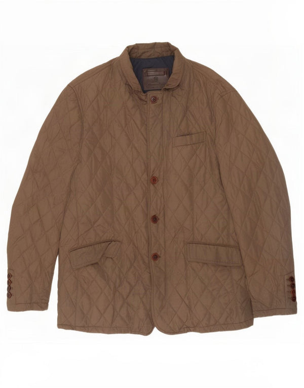 Massimo Dutti Herre Quiltet Jakke UK 42 XL Brun Polyester
