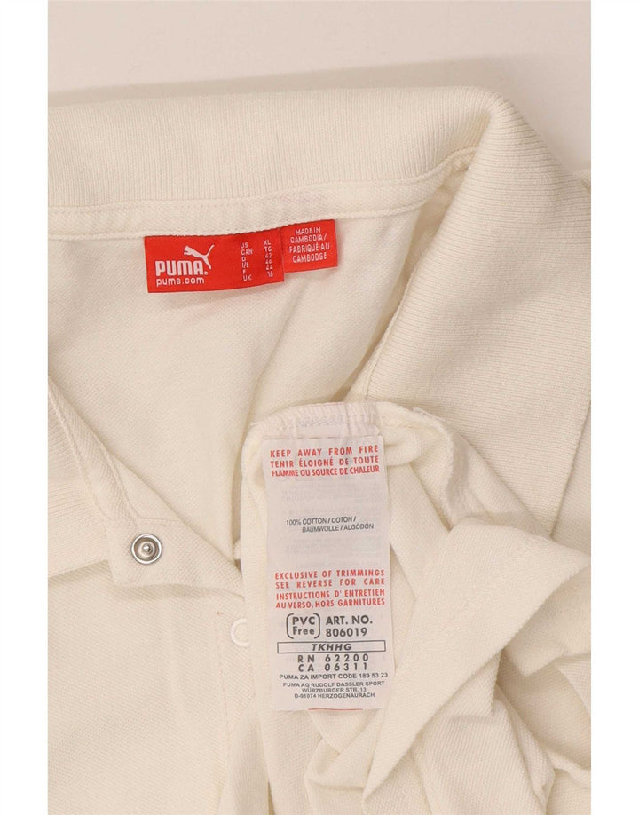 Puma Womens Polo Shirt UK 16 Large  White Cotton