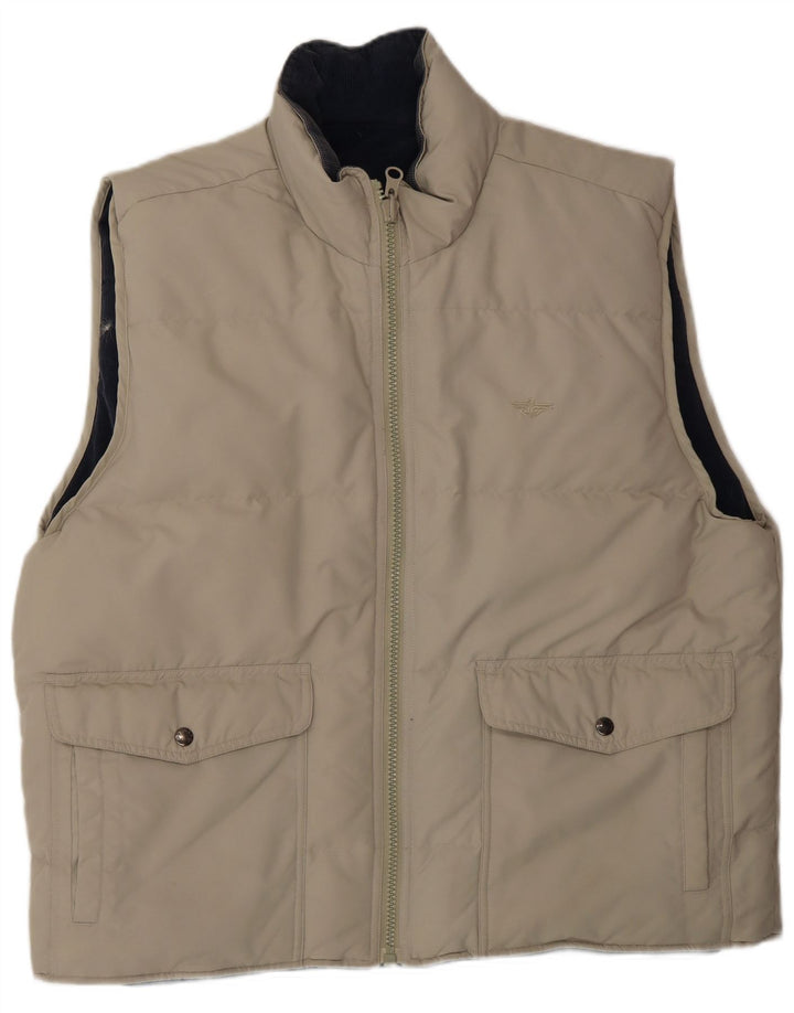 Dockers Herre Vendbar Polstret Gilet UK 44 2XL Beige Polyester