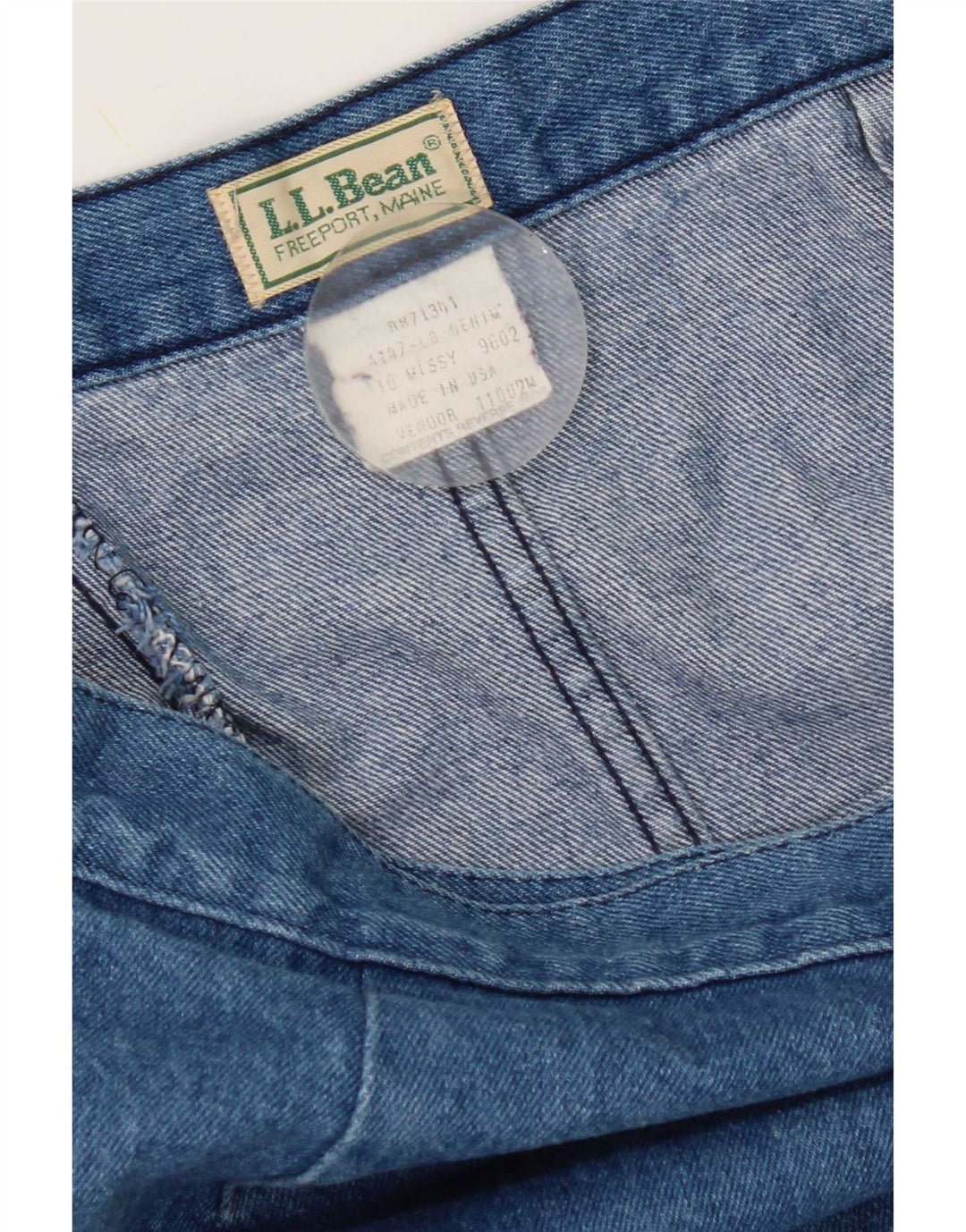 L.L.Bean Dame denim slå-om nederdel W32 Stor blå bomuld